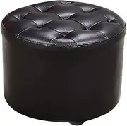 Ottomans Stools Foot Stool Faux Leather Ottoman/Small Pu Leather Ottoman Footrest Home Living Room Bedroom Rectangular Stool with Padded Seat Plastic Wood Legs Home Deco(Black,B)