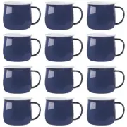 12x Coloured Enamel Belly Mugs Steel Outdoor Camping Tea Coffee Cup 375ml Navy