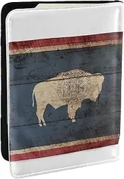[JEJEA] Wyoming State Flag Map Print Travel Organizer Credit Cards Case Passport BookPassport Holder Cover Wallet forTraveling,, Black, One Size