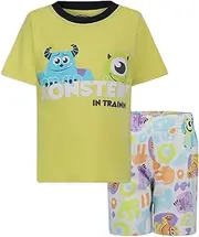 [Disney] Monsters Inc. Boys Short Sleeve T-Shirt and Shorts Set for Toddlers - Lime Green