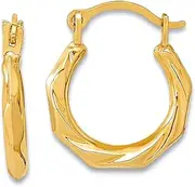 [JewelryWeb] 14k Gold Polished Twist Hoop Earrings 12.99x11.14mm Wide 1.5mm Thick-Hoop Earring for Women