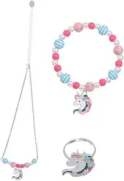 KICHOUSE Fashionable Necklace Bracelet Set 1 Set of Beaded Jewelry for Children Girls Women Charm Kit