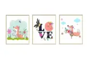 Printed Nursery Art Print Posters "Boho Baby Love Fox" Wall Decor 8x10 Unframed