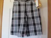 NWT Boy's Zoo York Black,White,Aqua Blue,Grey Plaid/Checkered Shorts size 14