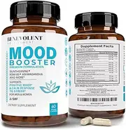 Calm Mood Booster Supplement - Natural Happy Pills for Stress, Sleep & Mood Support - Patented KSM-66® Ashwagandha & Suntheanine® L-Theanine, Rhodiola Rosea, Magnesium & More - 60 Veggie Capsules