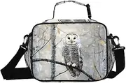Autumn Owl Tree Insulated Lunch Box for Women Men - Ideal for Work, Picnics - Includes Adjustable Shoulder Strap