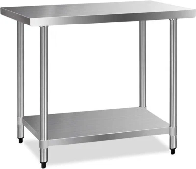 1219x610mm Stainless Steel Kitchen Bench Island Cart Work Table Commercial 430