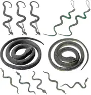 12 Pcs Realistic Rubber Snakes Assorted Sizes Plastic Fake Snakes Prank Snake Toys For Halloween Party Tricking People Kid Playing Garden Props -