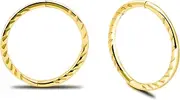[Serenity Sleepers] 24K Gold Plated Sterling Silver Seamless Diamond Cut Twist Sleeper Hoops - Hypoallergenic 18G Hinged Earrings for Continuous Wear (8mm-14mm) - Premium Body Jewellery Unisex Women Men