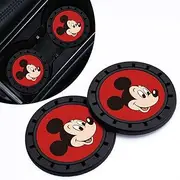 Mickey Mouse Anime Car Cup Holder Coaster,Auto Cup Holder Insert Coaster for Mickey Merch Fans, Non-Slip Car Drink Holder Coaster, Car Interior Accessories, Red