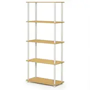Furinno Turn-N-Tube 5-Tier Round Tubes Multipurpose Shelf, Beech/White