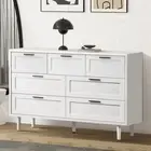 Oikiture 7 Chest of Drawers Dresser Chest Storage Cabinet Tallboy White