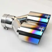 304 stainless steel automobile universal import double cylinder rear exhaust tailpipe blue muffler titanium alloy export stainle 63MM IN- 89MM OUT