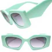 Mens Womens Geometric Angular Modernize Fashion Mint Green Rectangle Sunglasses