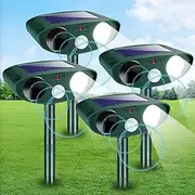 Upgraded Solar Animal Repellent, Ultrasonic Animal Repeller Outdoor Waterproof with Motion Sensor & Flashing Light Cat, Squirrel, Deer, Raccoon, Rabbit, Skunk, Coyote Deterrent for Yard, Garden (4)