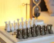 Marble Chess Set with Gift Case - White & Oceanic Chess Set - 15 Inch Chess Set