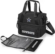 PICNIC TIME NFL Dallas Cowboys Tarana Lunch Bag Cooler with Utensils Made from Recycled Material, Lunch Box with Picnic Set, Upcycled Lunch Cooler Bag, (Carbon Black)