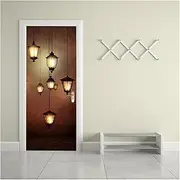 Door Stickers Self-Adhesive Abstract Art Door Stickers Home Decoration Door Cover Wall Stickers Mural Porch(90x200cm)