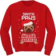 [Tstars] Santa Paws Pug Ugly Christmas Sweater Dog Youth Kids Sweatshirt X-Large Red