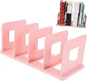 JEWEDECO Decorative Plastic Bookends Elegant Desktop Book Holder Organizer for Home Office Convenient File Organizer and Stand for Books Magazines Literature Stylish Design Pink