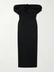 [BERNADETTE] BERNADETTE - Serena Off-the-shoulder Appliquéd Linen Maxi Dress - Black - FR 42 FR 42 Black