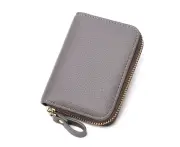 Credit Card Holder, Small Leather Zipper Card Case Wallet for Women, Credit Card Purse Wallet*grey