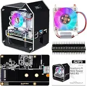 GeeekPi Mini Tower NAS Kit for Raspberry Pi, Ice Tower Cooler for Raspberry Pi with PWM RGB Fan, M.2 SATA SSD Expansion Board, GPIO 1 to 2 Expansion Board Only for Raspberry Pi 4 Model B