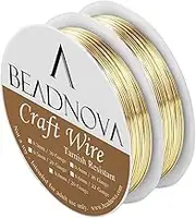 BEADNOVA Bare Copper Wire Tarnish Resistant Jewelry Making Wire (Gold Plated, 22 Gauge)