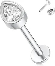 [FUNLMO] Titanium Tragus Helix Conch Piercing Jewelry Flat Back Cartilage Earring Medusa Monroe Piercing Jewelry Internally Threaded Lip Nose Ring