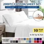 2000TC Egyptian Cotton Flat Fitted Sheet Set King Single Double Queen King Bed