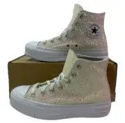 Converse Chuck Taylor Lift Platform Glitter by You Pink White Women's Shoe 8.5
