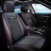 Vyonix Beaded seat Covers for Cars - Breathable with Massage, Anti-Sweat, and Back Support Features - Wooden Beaded seat Covers for Trucks Sedans, SUVs - car seat Beads Universal Fit (1 Unit- Black)
