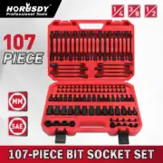 HORUSDY 107Pcs Hex & Torx Bit Socket Set E-Torx Extra Long Allen Key Sockets