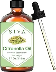 SIVA ORGANICS Citronella Essential Oil 4 Fl Oz - 100% Pure, Undiluted, Therapeutic Grade, Amazing for Nourished Skin, Moisturized Hair, Diffuser, Massage & Aromatherapy 1 Fl Oz (Pack of 1)