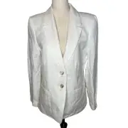 J.Crew $248 Helena Blazer Chelsea Linen-Cupro Blend White Size 10 BR073