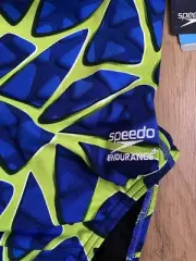 NWT SPEEDO CAGED OUT 26 Endurance+ Flyback Competition Swimsuit $84 Blue Green