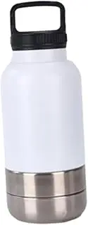 MYCENSE Insulated Dog Water Bottle with 2 Detachable Bowls Dog Food Travel Container, Water Bottle Dispenser, White