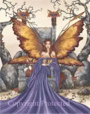 FOX SISTER FAERIE Fairy Large Art Print Amy Brown 11X17 foxes woodland faery