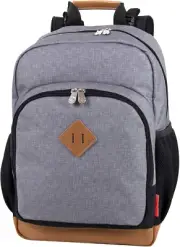 Fisher-Price Fastfinder Multipocket Grey Diaper Bag Backpack with Changing Pa...