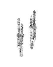 John Hardy Sterling Silver Diamond Spear Hoop Earrings