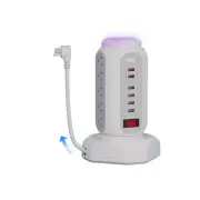 Power Strip Surge Protector Tower, 15 AC Outlets and 6 USB Ports with LED Lig...