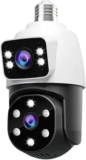 Snblzhef 4MP Bulb WiFi PTZ Surveillance Camera Wireless 2MP Dual Lens, Night Vision Human Tracking, Security Baby Monitor