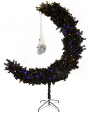 National Tree Company 6 ft. Pre-Lit Halloween Black Moon Shape Tree