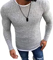 [Nobrand] Plus Size Slim Fit Sweater Men 2020 Autumn O-Neck Knitted Sweaters Men Casual Solid Pullover Mens Sweaters Pull Homme