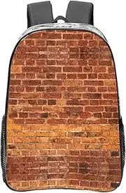 [ZTPOWQA] Industrial Brick Wall Background Print Lightweight Transparent Large Backpack Long Hours Use School Work Bookbag Student