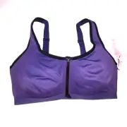 Victoria Secret Sports Bra Knockout Front Close Purple Black Double Layer Suppor