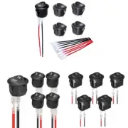 Set Of 5 Round Rocker Switches with 15cm Cable Electronic Switches for