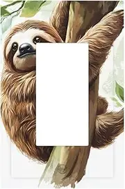 1 Gang Single GFCI Outlet Covers Decorator/Rocker Light Switch Wall Plate Smart Sloth Hanging Electrical Device Face Plug Plate Cover for Dimmer Receptacle USB Outlet