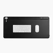 Orbitkey Desk Mat | Made from Premium Vegan Leather and Recycled PET Felt | Document Hideaway | Magnetic Cable Holder (Black, Large)