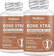 Bone Xtra - Bone Strength Formula for Bone Strength & Stronger Bones with Plant Calcium, Vitamins D3, Vitamin K2, Magnesium, Phosphorus, Zinc & More for Teens, Adults | 2 Pack
